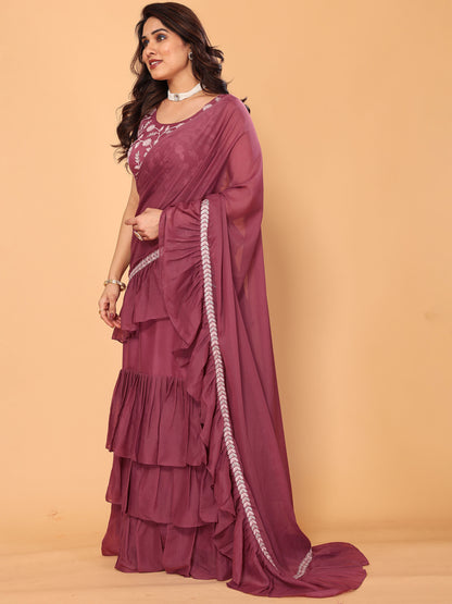Gajari Embroidery Georgette Party Wear Ready to Wear Designer Saree