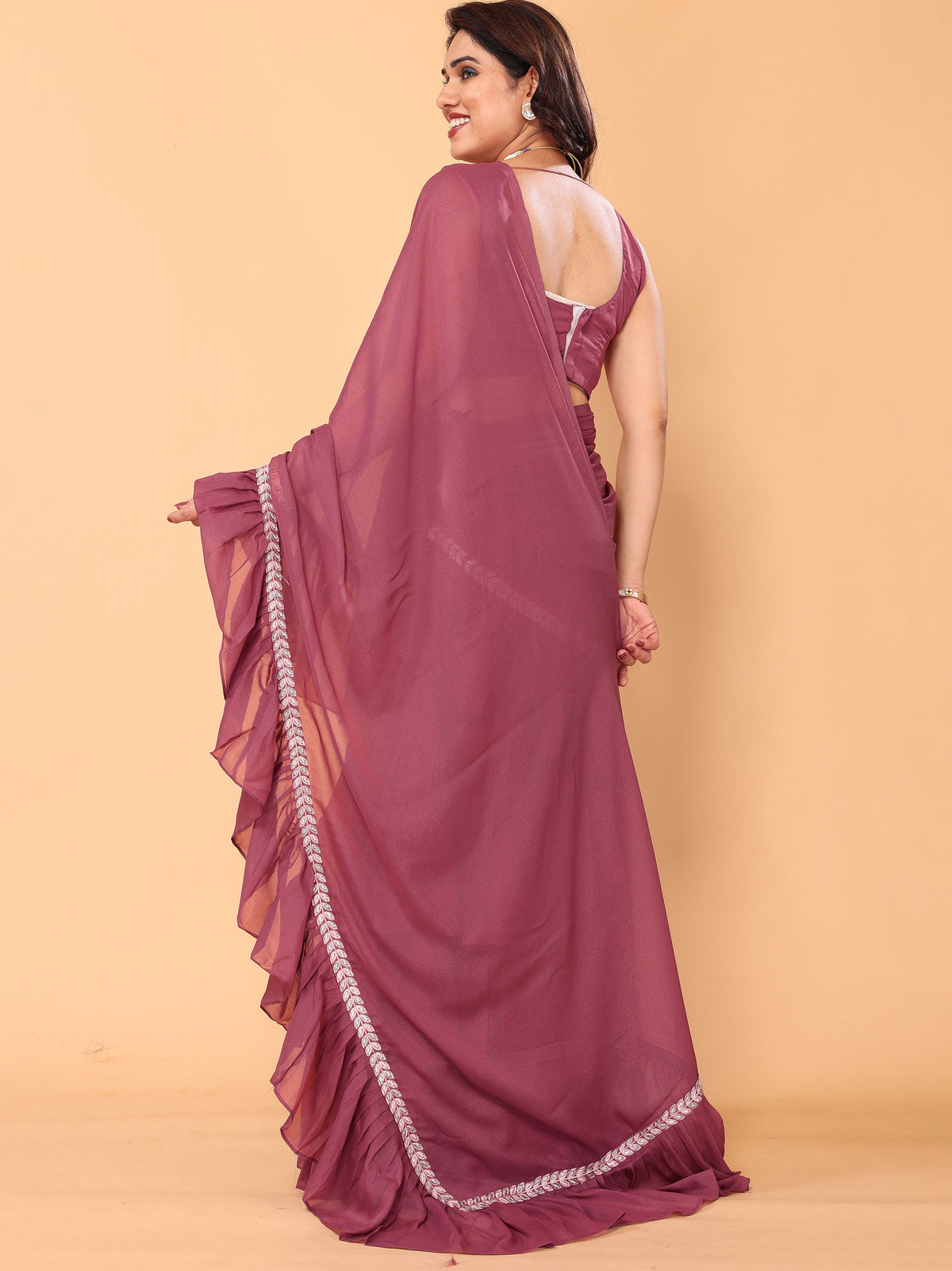 Gajari Embroidery Georgette Party Wear Ready to Wear Designer Saree